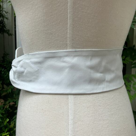 Handmade Leather Belt OOAK Tie Wrap 39” White Green Reptile Earthy Boho Western - Picture 3 of 12